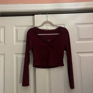 SHEIN Deep Red Long Sleeve Blouse